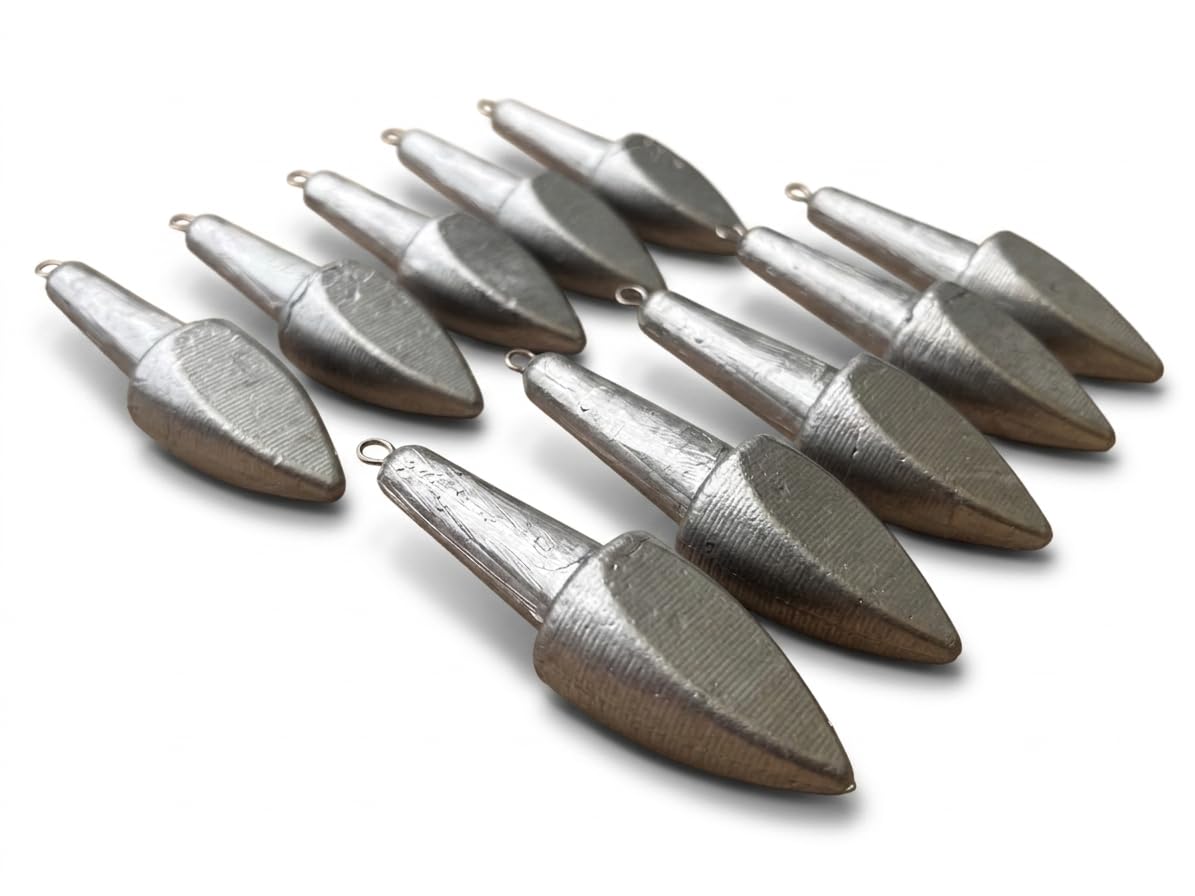 Kit 10 Piombi da Pesca Mare Bolentino Sporten con Gancio Inox Piombo Surf Casting Pesca a Fondo Pm Fishing 80-100-125-150 gr Surfcasting Pesca dalla Barca