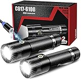 USB Rechargeable Tactical Flashlight, Magnetic Charging LED Flashlights, High Lumen Pocket-Sized T6 LED Torch with Clip, IPX6 Water Resistant, 4 Modes for Camping Hiking Emergency 2 pack