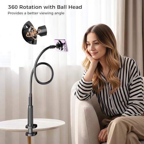 Voinap Gooseneck Phone Holder for Bed Laying Dowm, Magnetic Cell Phone Stand for Desk Headboard Bedside, Flexible Long Arm Mount Bracket Compatible with iPhone 17 16 15 14 13 12. by Voinap - Image 4
