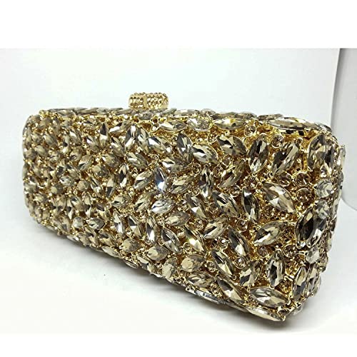 Image of Boutique De FGG Women Crystal Clutch Bag Minaudiere Box Handbag Party Prom Rhinestone Clutch Purse Wedding Bag, Mini