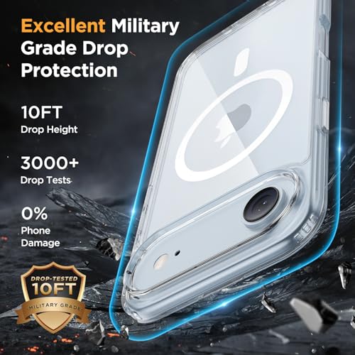 Image of Miracase Magnetic for iPhone Air Case with Screen Protector(Compatible with MagSafe), Slim Thin Translucent Matte Military-Grade Protected Phone Cover for iPhone 17 Air 6.5 inch, Clear
