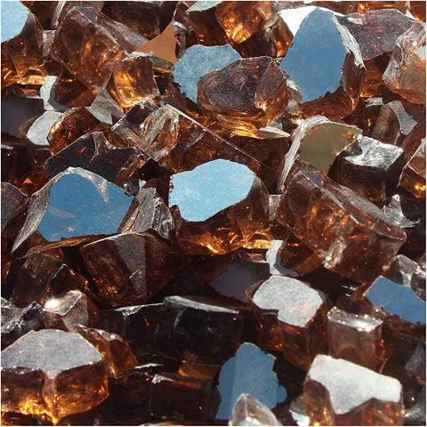 Reflective Crushed Fire Pit Glass - Premium Tempered Fire Glass for Outdoor Fire Pits & Fire Tables - Heat Resistant Reflective Fireplace Glass (50 Pound, Rose)