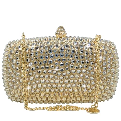 Image of Boutique De FGG Mini Crystal Clutch Purse for Women Formal, Spikes Rhinestone Clutch Evening Bag, Wedding Party Handbag