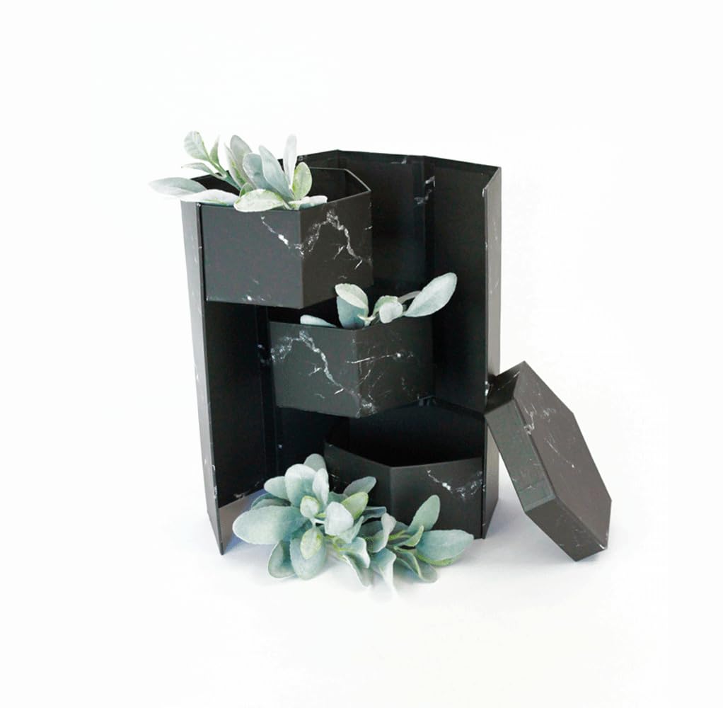Pack 2 Boîte doré 9cm/5cm hexagonale en verre pour la présentation des