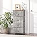 mDesign Tall Dresser Storage Tower Stand with 4 Removable Fabric Drawers - Steel Frame, Wood Top Organizer for Bedroom, Entryway, Closet - Lido Collection - Black/Graphite Gray