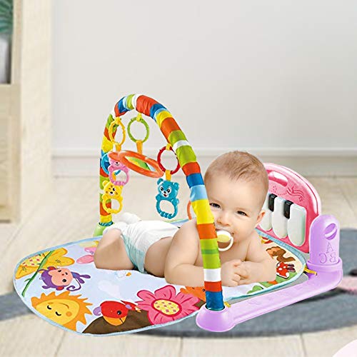 Hoopeum Baby Play Mat Toys for 0-3-6-12 Months,Activity Jungle Gym Playmat Tummy Time Mat with Piano,Newborn Infant Baby Boys Girls Musical Floor Play Kick