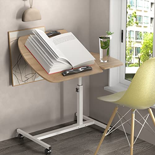 Rcynview Escritorio Ordenador con Ruedas, 60x40cm Mesa Regulable Altura, Mesa Plegable Portatil, Escritorios Pequeño Flip 180° y Rotación 360°, Mesa Auxiliar para Sofa, Oficina, Dormitorio, Marrón
