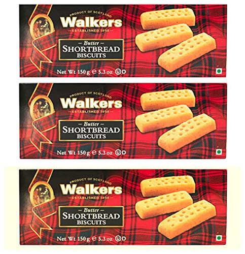 Image of WALKERS Pure Butter Short Bread Biscuits, Healthy Finger Butter Cookies, No added Preservatives, No Artificial Colours, Butterly Delicious Snacks (Pack of 3-150 gm each)