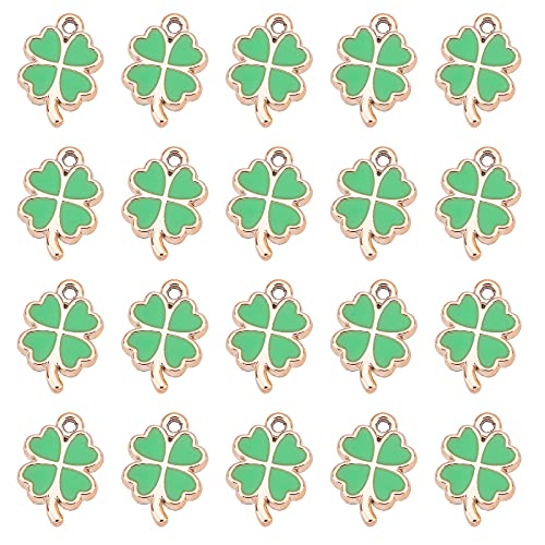 NBEADS 100 Pcs Four Leaf Charms Pendents, St. Patrick's Day Enamel Shamrock Charms Lucky Clover Resin Pendants for DIY Crafting Jewelry Making