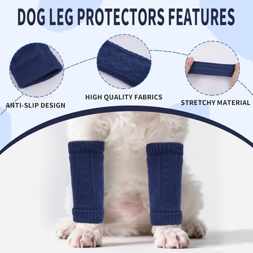 Image of ROZKITCH 4 PCS Dog Leg Wrap to Help Reducing Licking Scratching Elbow | Soft Knitting, Stretchy Fit Sleeves, Helps Reduce Licking, Dog & Cat Friendly, Easy to Wear, Daily Leg Coverage