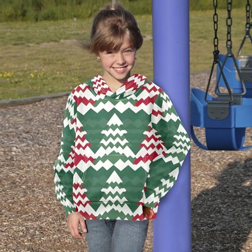 Kids Hoodies Sweaters Christmas Xmas Trees Hooded Sweatshirts with Big Pockets for Boys Girls B04003094