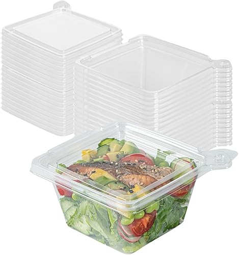 Tamper Tek - Recipientes cuadrados para llevar de 12 onzas, 100 cajas duraderas de ensalada para llevar, a prueba de manipulaciones, congelables,