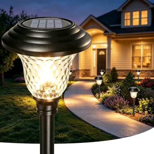 BEAU JARDIN 8 Pack Solar Pathway Lights White+Color...