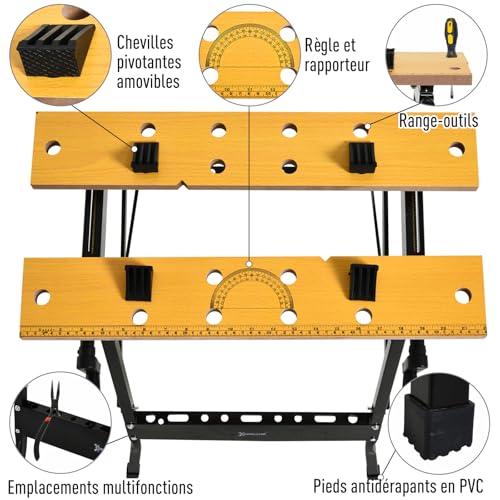 Table de travail DURHAND pliante pour aménager votre atelier de garage et bricoler facilement - 6