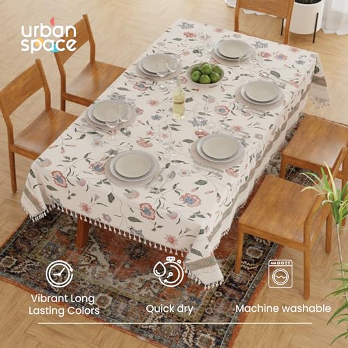 Image of Urban Space Rectangular Sicilia Table Linen Collection - Premium Water & Stain Resistant Dining Table Cover For 6 Seater,Anti Skid Table Cloth For Center Table,1 Piece (Ivyrose Snow White,52 inch x 92 inch)