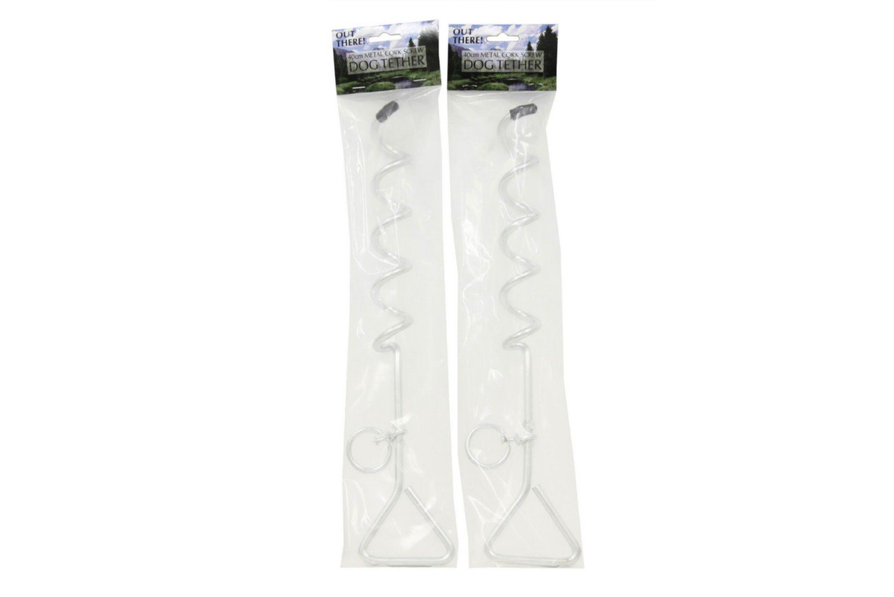 40cm METAL CORK SCREW DOG TETHER - ONLY 1 SUPPLIED