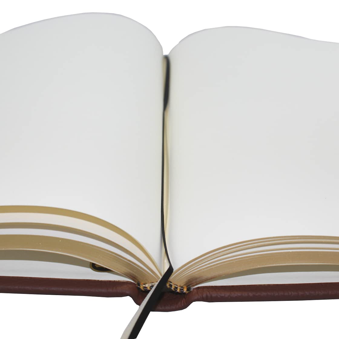 Gästebuch braunes genarbtes Leder mit Goldschnittblock und Prägung "Gästebuch"