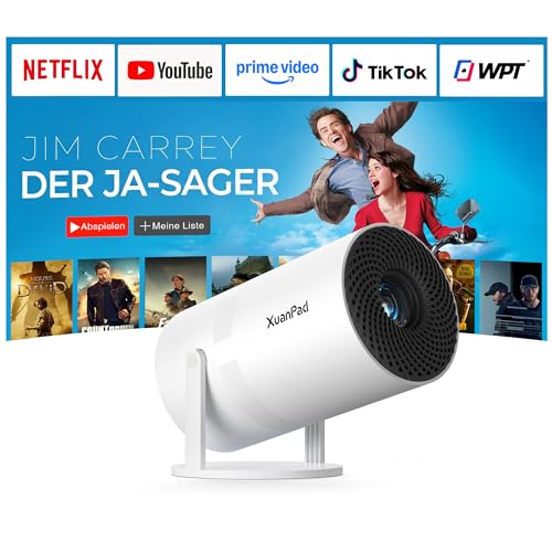 [Netflix-zertifizierter & Elektrischer Focus] Mini Beamer 4K Unterstützung mit WiFi & Bluetooth Projektor mit 210 drehbarer Stand Automatische Trapezkorrektur Staubfilter & Wärmeableitungssystem