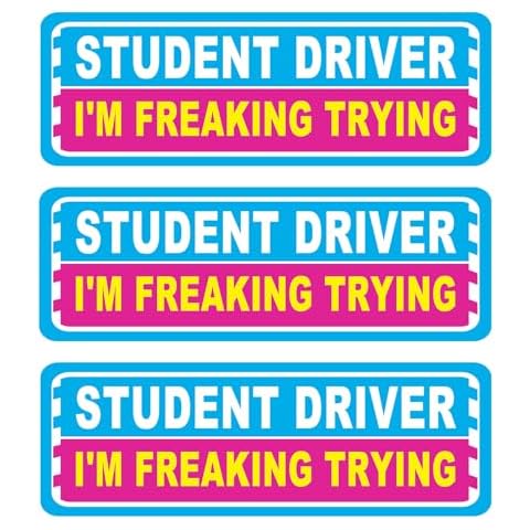 Miss Kiss Student Driver Car Magnet, 3 Pack Extra Large Student Driver Signs for Car, Reflective Student Driver Vehicle Bumper Magnet for Car, Safety Warning Sign Cover