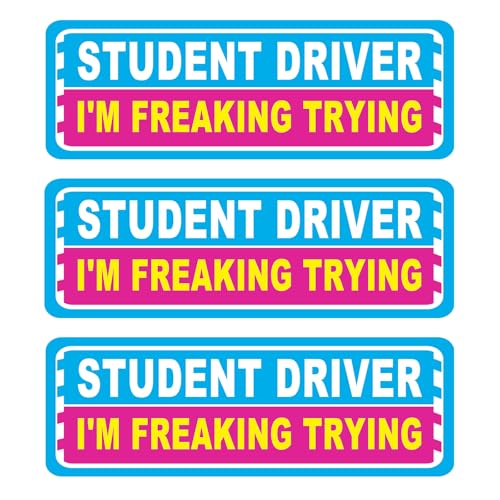 Image of Miss Kiss Stickers Student Driver Car Removable New Driver Stickers for Cars & Windows - Paint-Safe Student Driver Signs Stickers NOT Magnets (Pink White), Small
