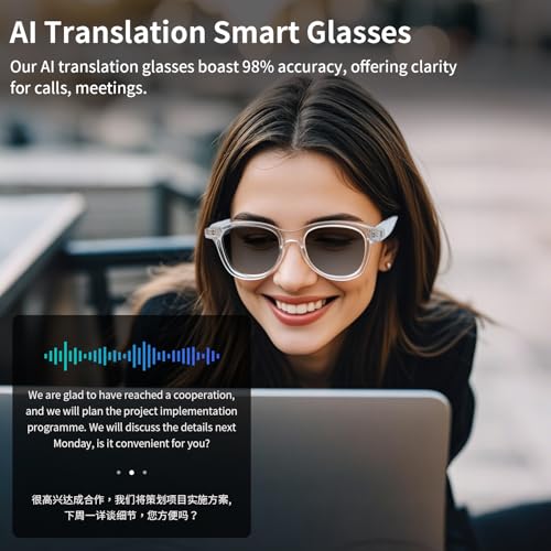 Image of GenXenon AI Translation Smart Glasses for Men & Women, Color-Changing Lenses, Real-Time Translation Glasses,Photo Translation，No Subscription,Bluetooth 6.0 Audio Eyeglasses for Business Travel