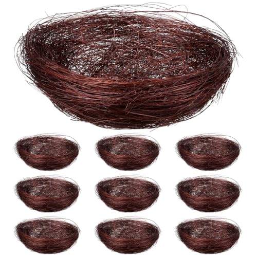 DOITOOL Lot de 10 Nids D’Oiseaux Artificiels en Fil De Chanvre 12X12X5Cm Décoration Rustique Maison Jardin Pâques Ornement Naturel Et Cachette Secrète