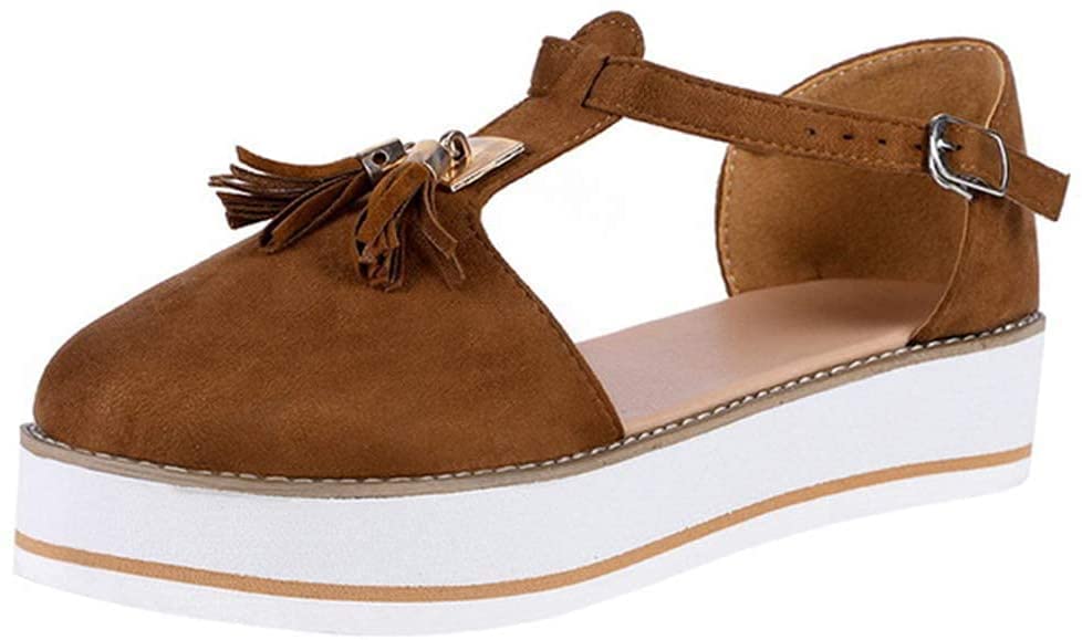 Sandales espadrilles à plate-forme en cuir vintage pour femmes