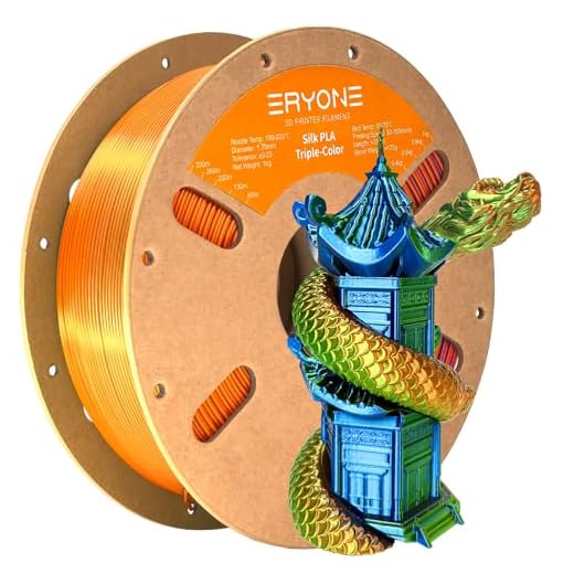 ERYONE Silk Tri Color PLA Filament 3D Printer 1.75mm +/- 0.03mm, Multicolor Filament Tricolor PLA 1KG(2.2lbs) Cardboard Spool, Orange Blue Green
