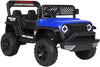 Bang Toys - Carrinho Elétrico Infantil Adventure 12V - com Luzes de LED, Sons, Entrada USB/MP3, Bluetooth, Controle Remoto - Suporta até 50kg - Cor Azul