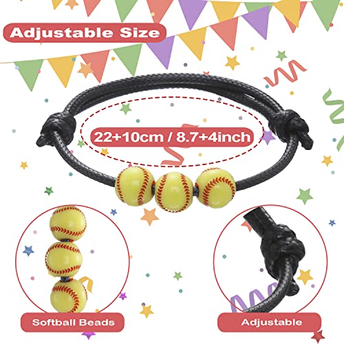48Pcs Softball Charm Bracelet Softball Party Favors Adjustable Inspirational Sports Bracelets Softball Birthday Party Supplies For Women Men Teens #TOP1