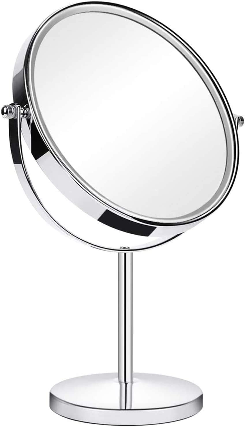 Table Top Makeup Round Mirror | Stainless Steel Magnifying Mirror with Stand | Double-Sided Shaving & Makeup Mirror for Bathroom, Beauty Parlour & Travel Use-image-28
