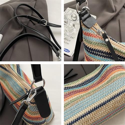 Bolso de verano tejido para mujer estilo bandolera color arcoíris miniatura 5
