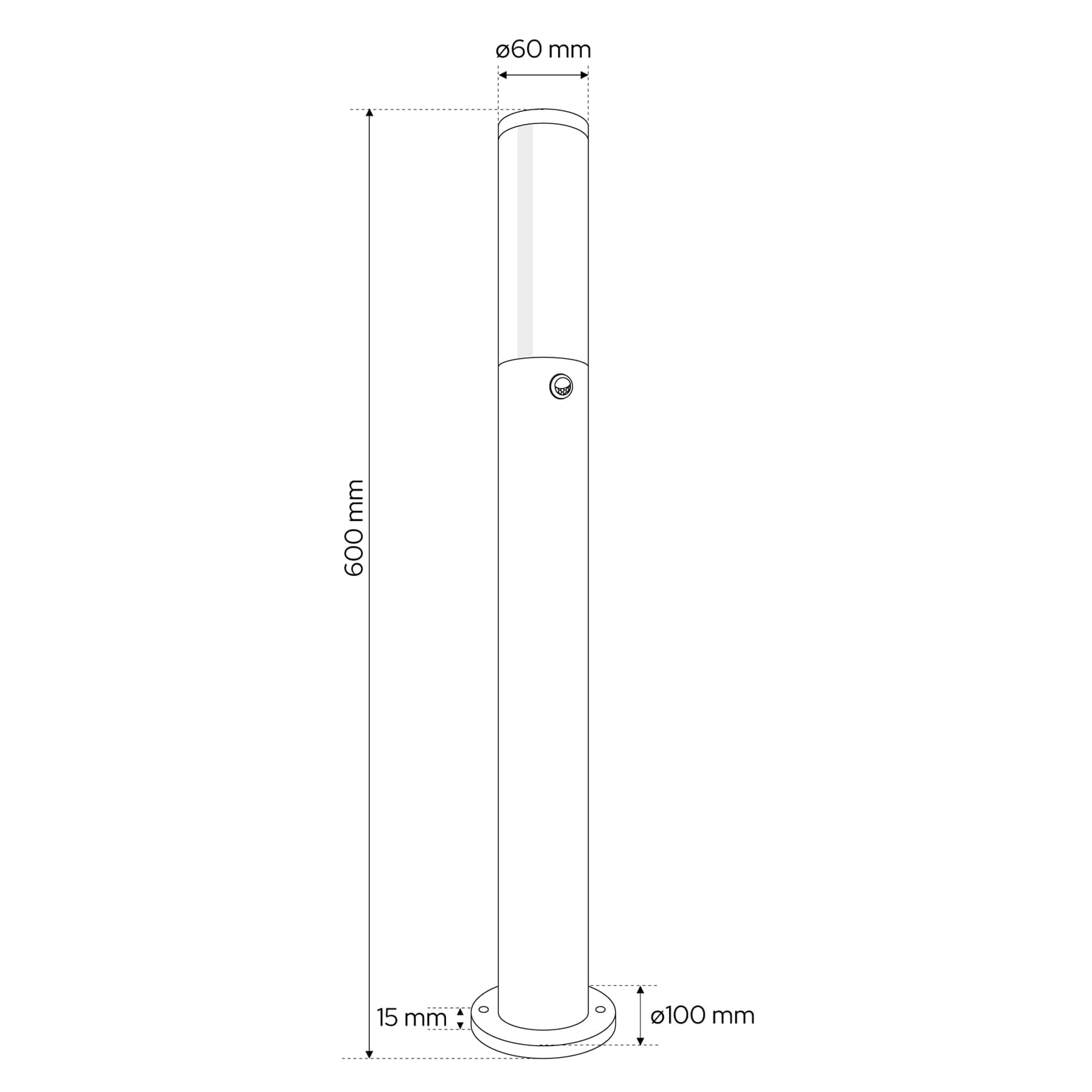 EDO Ogrodowa lampa słupek okrągły z czujnikiem ruchu, latarnia, lampa ogrodowa TULIS OV 60 SENSOR, IP54 GU10 15W 220-240V oświetlenie ogrodowe, dekoracyjne, lampa zewnętrzna EDO777472 Garden Line czarny