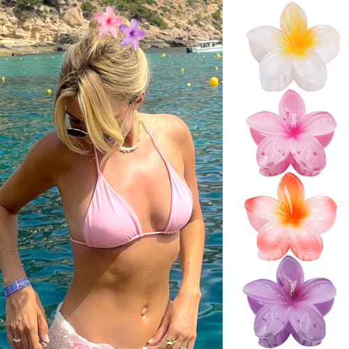 GQLV Big Flower Hair Claw Clips-4PCS Strong Hold Cute Hair Clips for Women/Girls,Nonslip Claw Clips for Thin Hair Thick Hair,Colorful Hair Styling Accessories Birthday Gifts (colorful) image 2