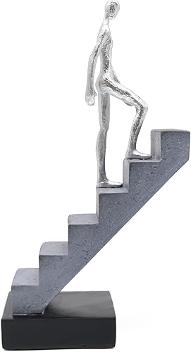 Miniatura 6 de Estatua de escalera y escultura, figuras creativas de escaleras para sala de estar, decoración del hogar, resina, plata