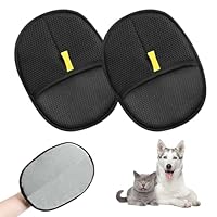 QckZee 2 Stück Doppelseitige Fellpflegehandschuh für Pets, Wiederverwendbare Handschuhe zur Tierhaarentfernung, Antistatische Handschuhe für Katzen und Hunde, zum Waschen, Hair Removal und Fellpflege