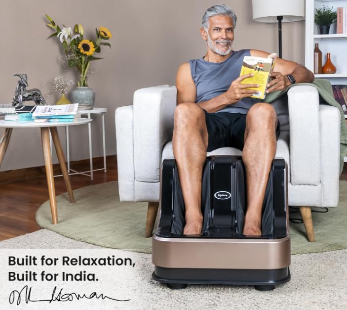 WTP Calf, Foot and Leg Massager Machine for Home - Pain Relief Massage for Legs - Heat + 4 Vibration Motors - Rolling, Kneading, and Shiatsu - Improve Blood Circulation, Dark Brown, 80W (LLM99)