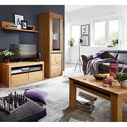Lomadox Wohnzimmer Set Massivholz TV Wand Mediawand Wohnwand Lowboard...