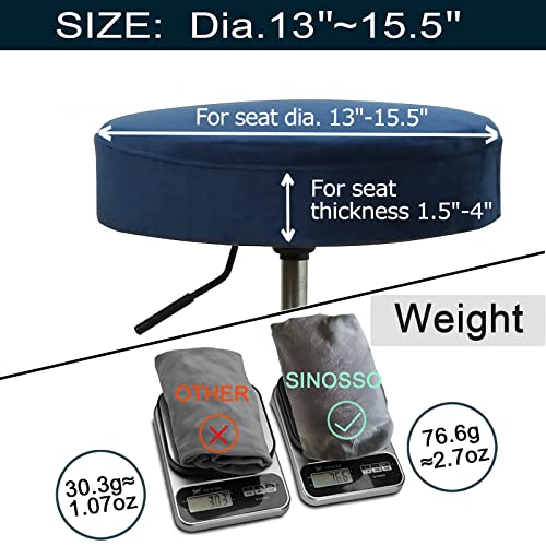 Image of SINOSSO Round Vanity Bench Covers Set of 4, Dia.(13 inch- 15.5 inch) Super Soft Velvet Stretch Washable Bar Stool Slipcover Seat Protector, (Round, Navy Blue, 4 Counts)