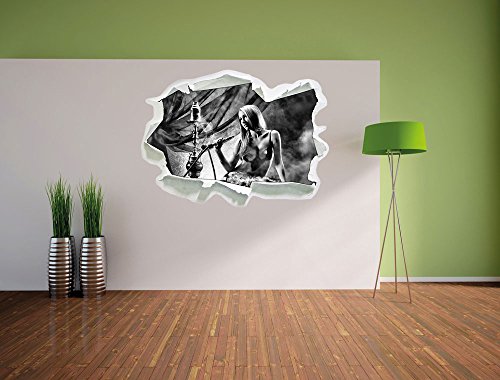 Stil.Zeit Monocrome, Schöne Frau mit Shisha Papier im 3D-Look, Wand- oder Türaufkleber Format: 92x62cm, Wandsticker… – Bild 4