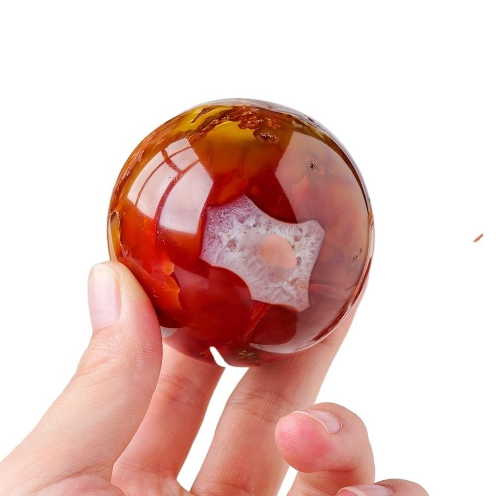 AARTERZZA 1PC Polished Red Agate Crystal Ball Quartz Sphere Crafts Carnelian Ornament Ornaments (Size : 4-5cm)