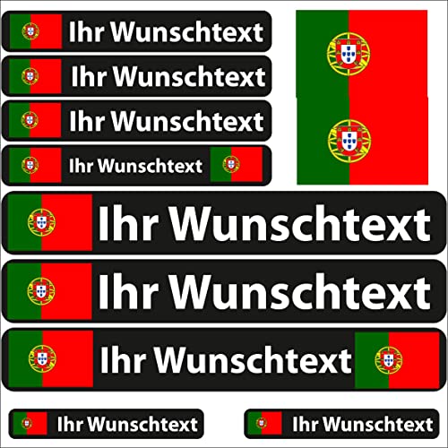 INDIGOS UG® Lot de 13 Autocollants pour nom - Drapeau Lisse - Le Portugal - 13 Autocollants pour...