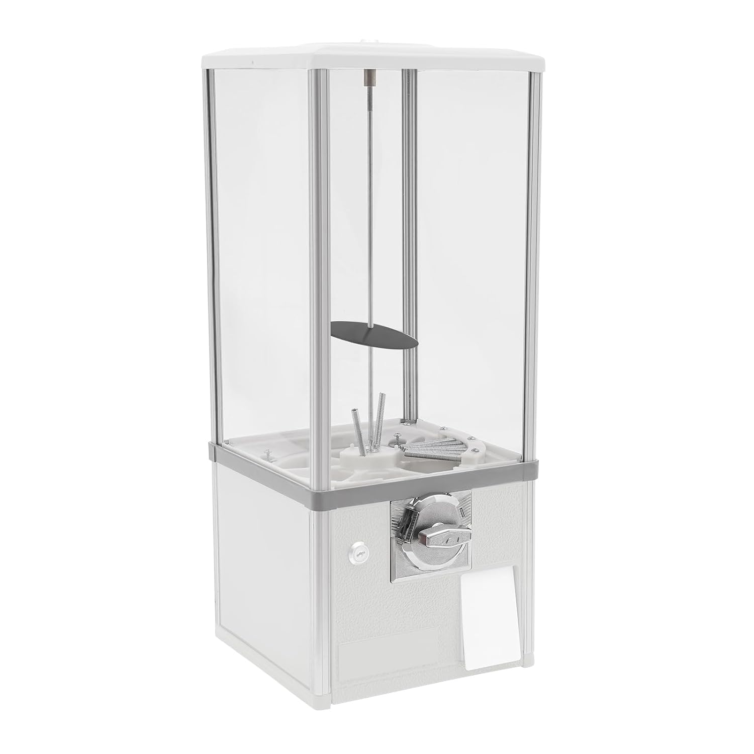 Gumball Machine,25-Cent Coin Commercial Vending Machine,25" H Toy Candy Spin Vending Machine,Large Capacity Freestanding Capsule for Retail Store Sell Small Capsule Toys, Twister Balls (White)