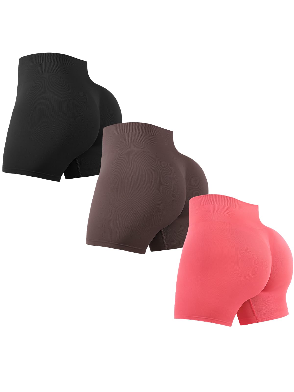 Workout Shorts Women 3 Pack Seamless Scrunch Butt Tummy Control Gym Shorts | No Front Seam, 4.5in Inseam, Buttery Soft, Squat Proof, No Ride Up,