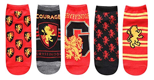 Harry Potter Gryffindor Juniors/Womens 5 Pack Ankle Socks Size 4-10, Red