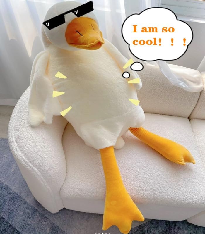 Miniatura 5 de Almohada de peluche gigante de ganso blanco, lindo juguete de pato suave para abrazar, almohada de felpa de cisne para abrazar, regalos para niños y