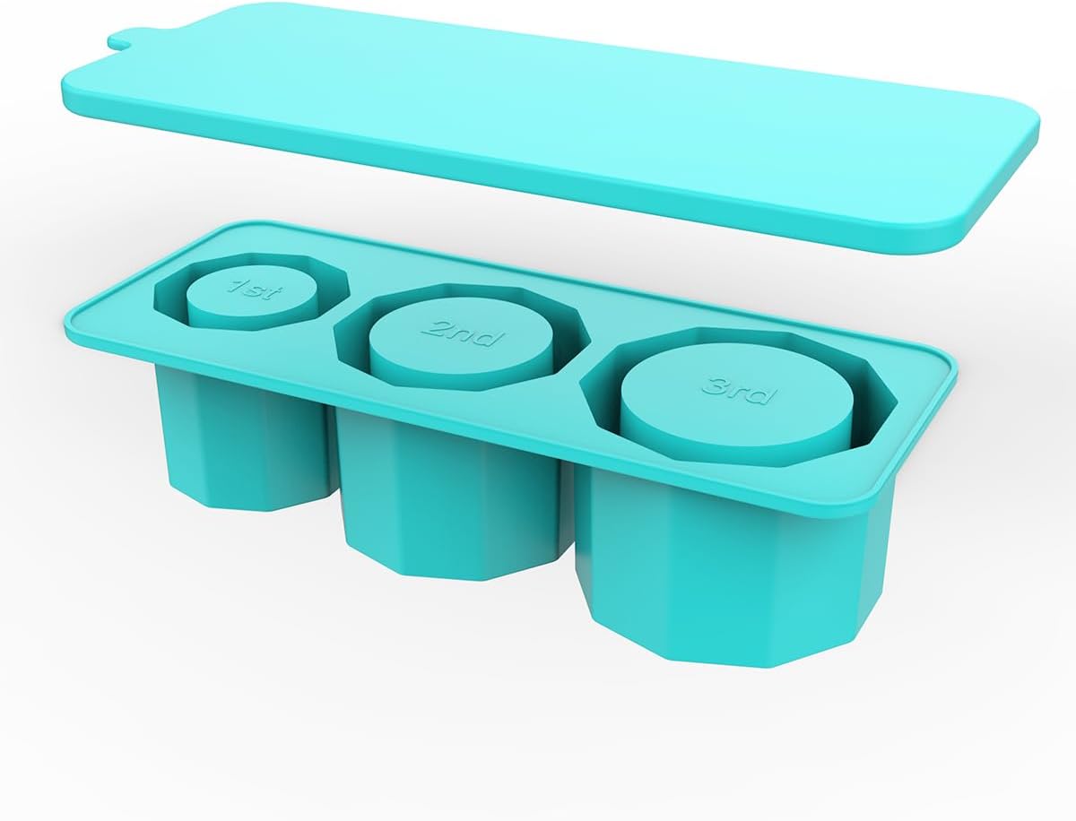 Ice Cube Tray for Tumbler, 3 Pcs Silicone Hollow Cylinder Ice Mold with Lid