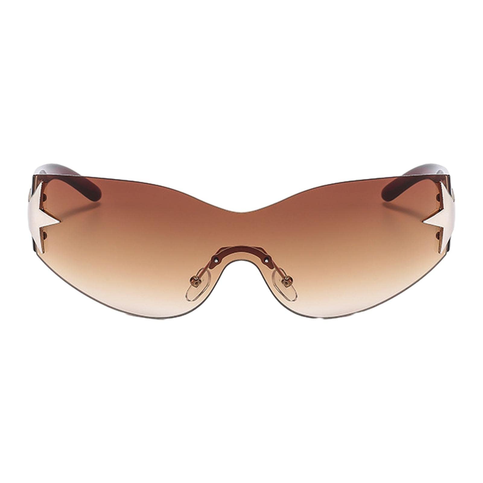 HOMRAA Y2Kk Sunglasses for Women - Y2K Wrap Around Sunglasses Frameless,Fashion Y2k Sport Shades UV400 Eyeglasses for Outdoors