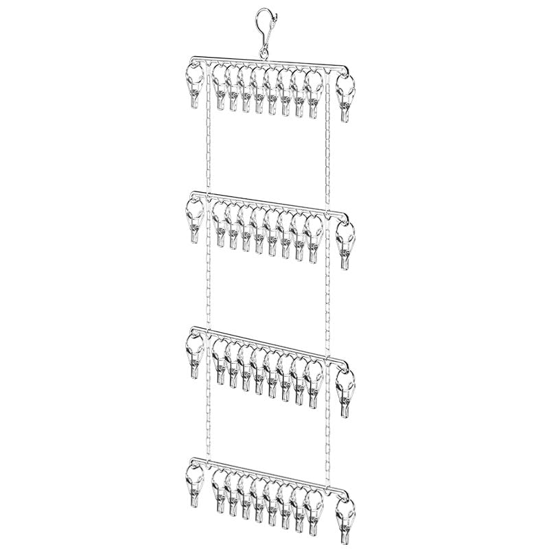 YTKJ ピンチハンガー 縦置き たてがた 20ピンチ 物干しハンガー ステンレスピンチハンガー ステンレスハンガー 強力収納 錆防止 靴下 下着 タオル ブラジャー ネクタイなどの小物対応 物干し 洗濯ハンガー (40ピンチチェーンクリップハ)…