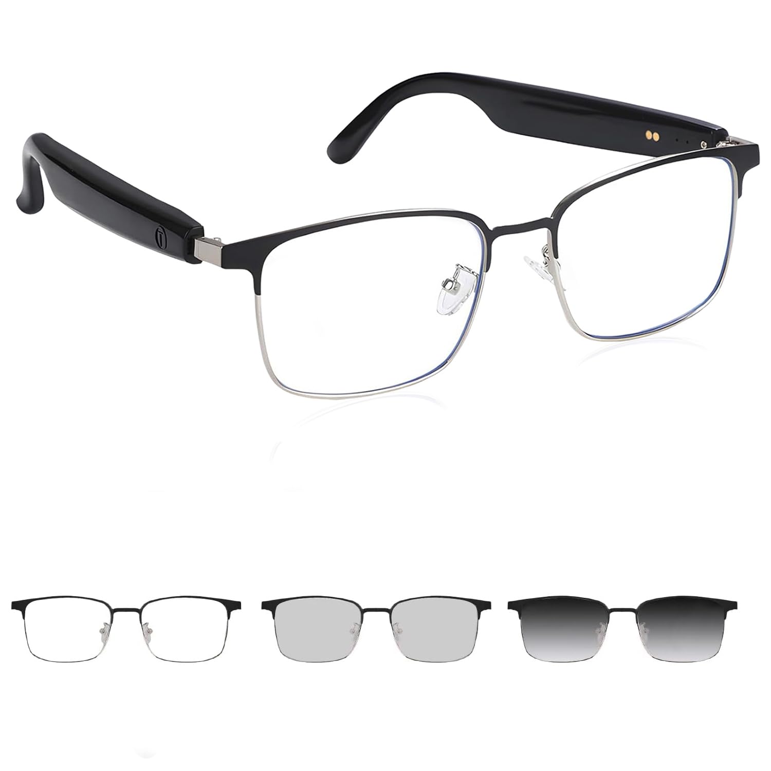 OICIIDO Bluetooth Audio Smart Glasses for Women Men with Remote Shooting,Color-Changing Anti-Blue Light Polarized Lenses,Open-Ear Sound Speakers,Magnetic Charging,Voice Assistant